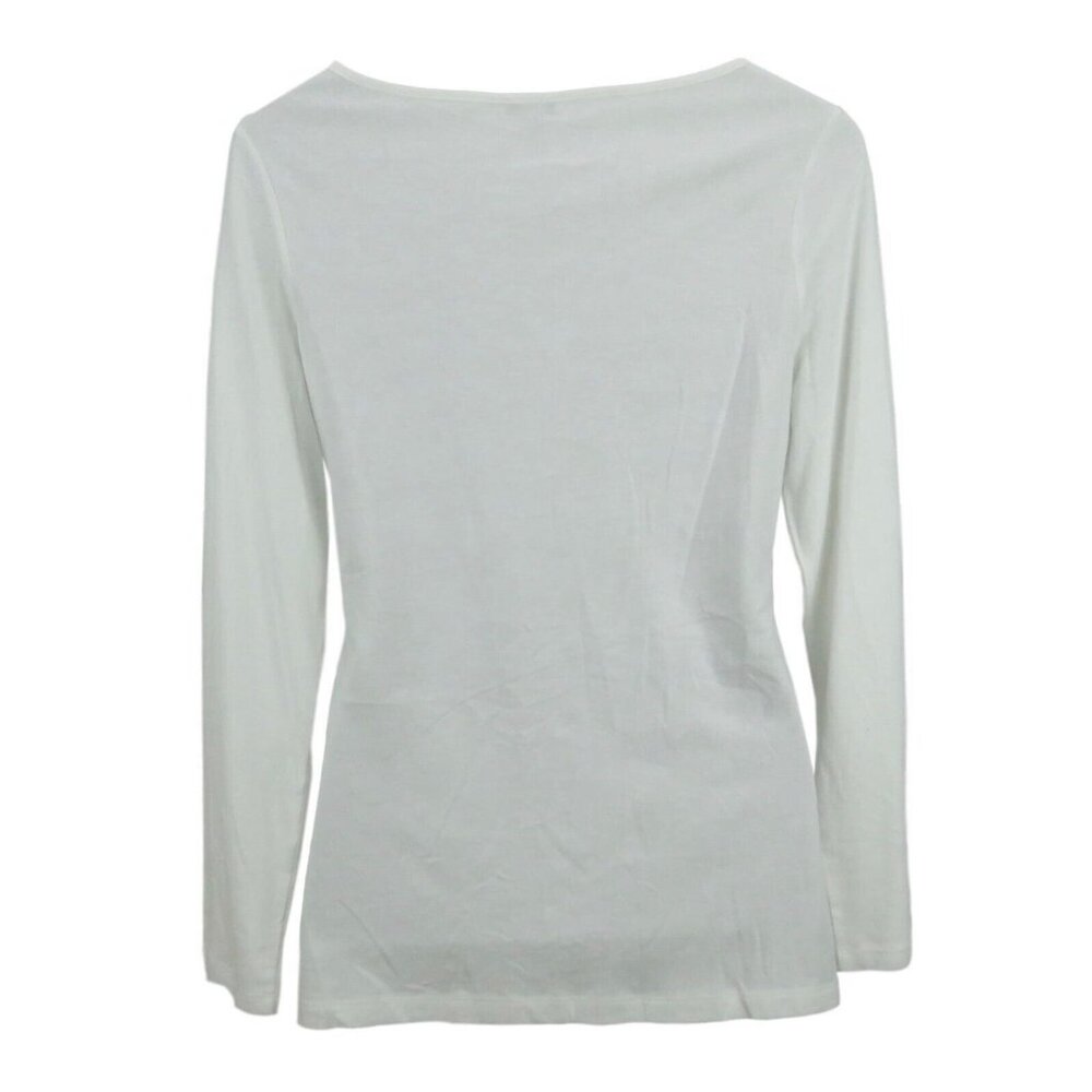 Old Navy Womens Top Small Long Sleeve Floral White  Black Pullover - Picture 3 of 4
